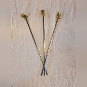 2/20$ Vintage Brass-Handled Long Skewers/ Turkey Sener in Silver Tone